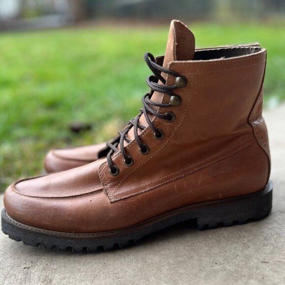 Norberto Costa leather ranger lug lace boots Sz 44/ USA men’s Sz 11 - Picture 2 of 9